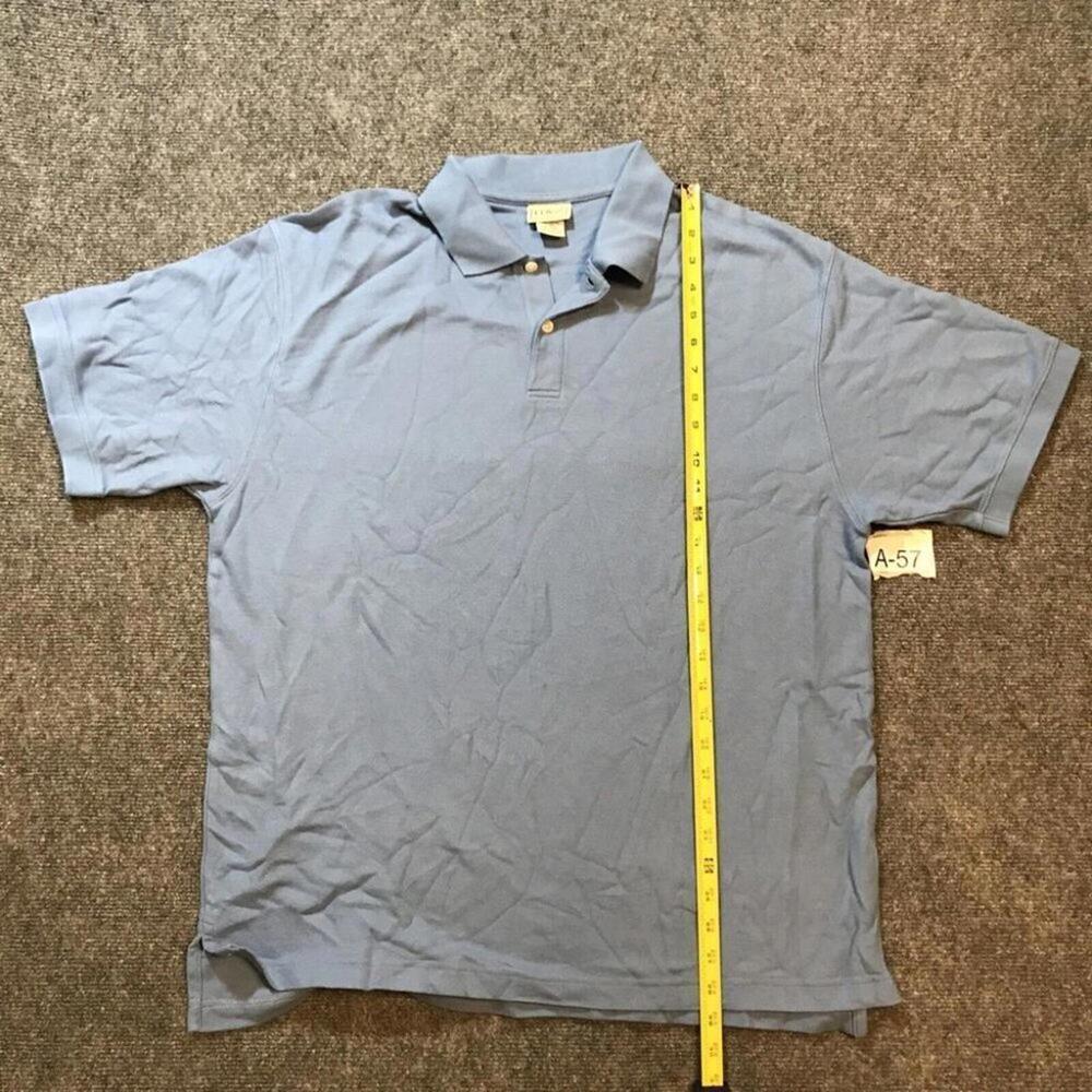 LL Bean Polo Shirt Men's Short Sleeve Blue Striped Adult Casual Size Large - Picture 8 of 11